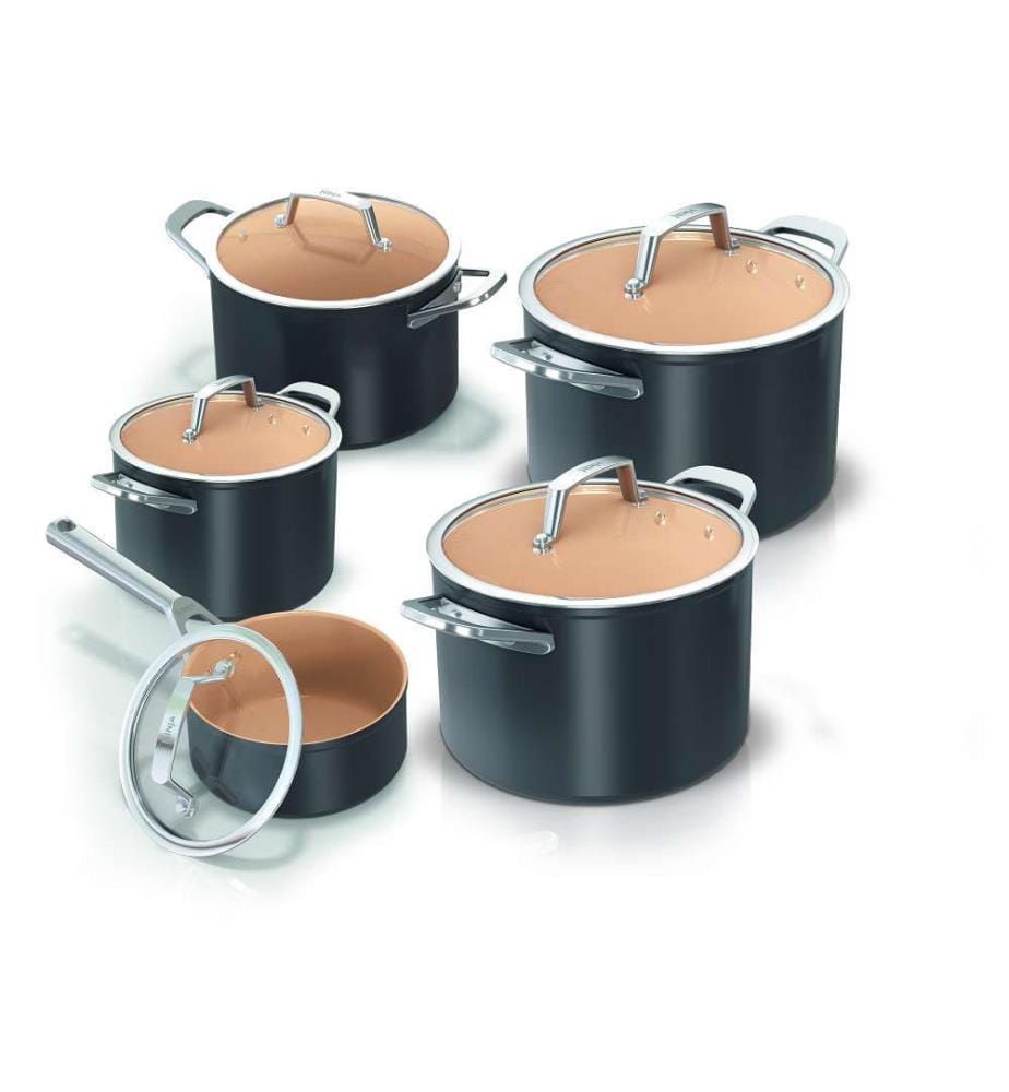 Batterie de Cuisine 5 Pièces Extended Life Céramique - Gris, Beige
