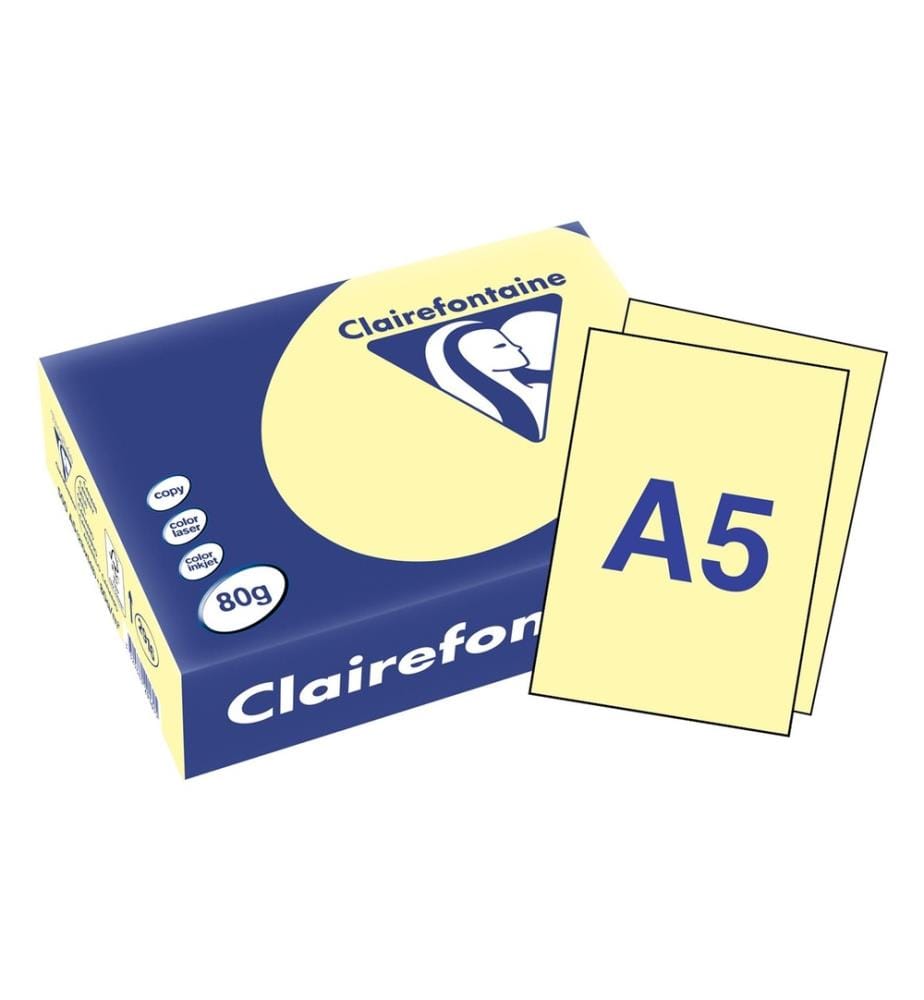 CLAIREFONTAINE - Papier pour photocopie Trophée A5, jaune, 80 gm2, 500 feuilles