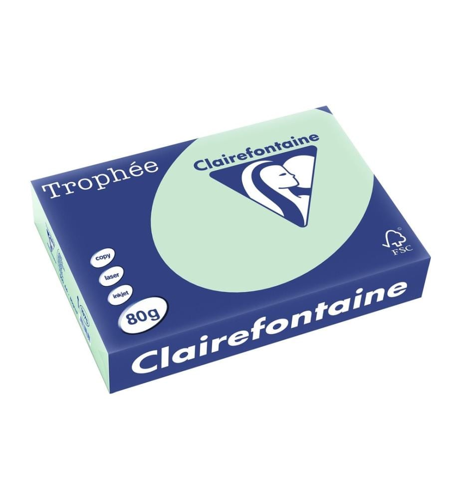 CLAIREFONTAINE - Papier pour photocopie Trophée A4, 80 g/m², vert pastel, 500 feuilles