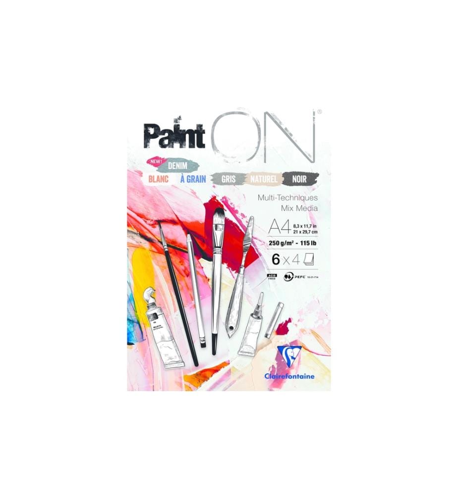 CLAIREFONTAINE - Carnet de dessin Paint On 24 feuilles, A4, 250 g/m²