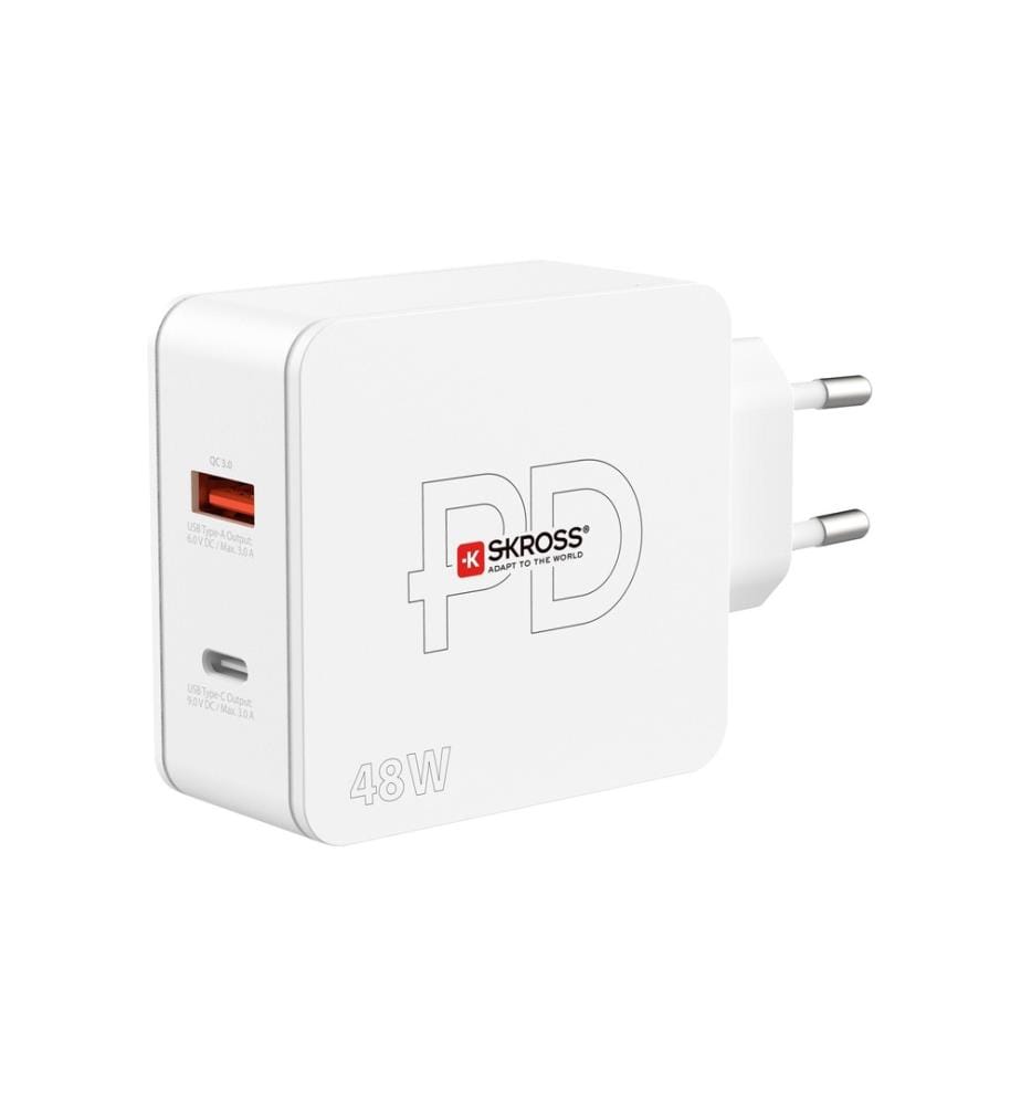 SKROSS - Chargeur mural USB Multipower 2 Pro+, Euro, 48 W, Blanc
