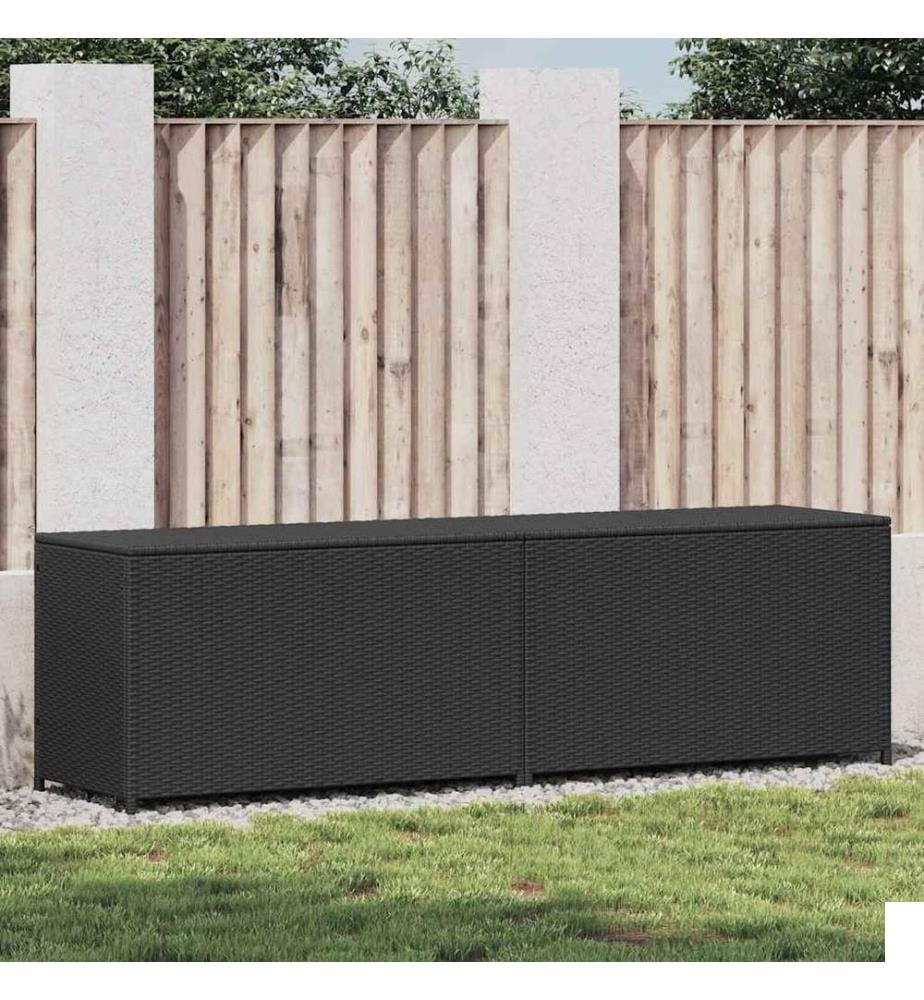 Boîte de rangement de jardin résine tressée 200x50x60 cm noir