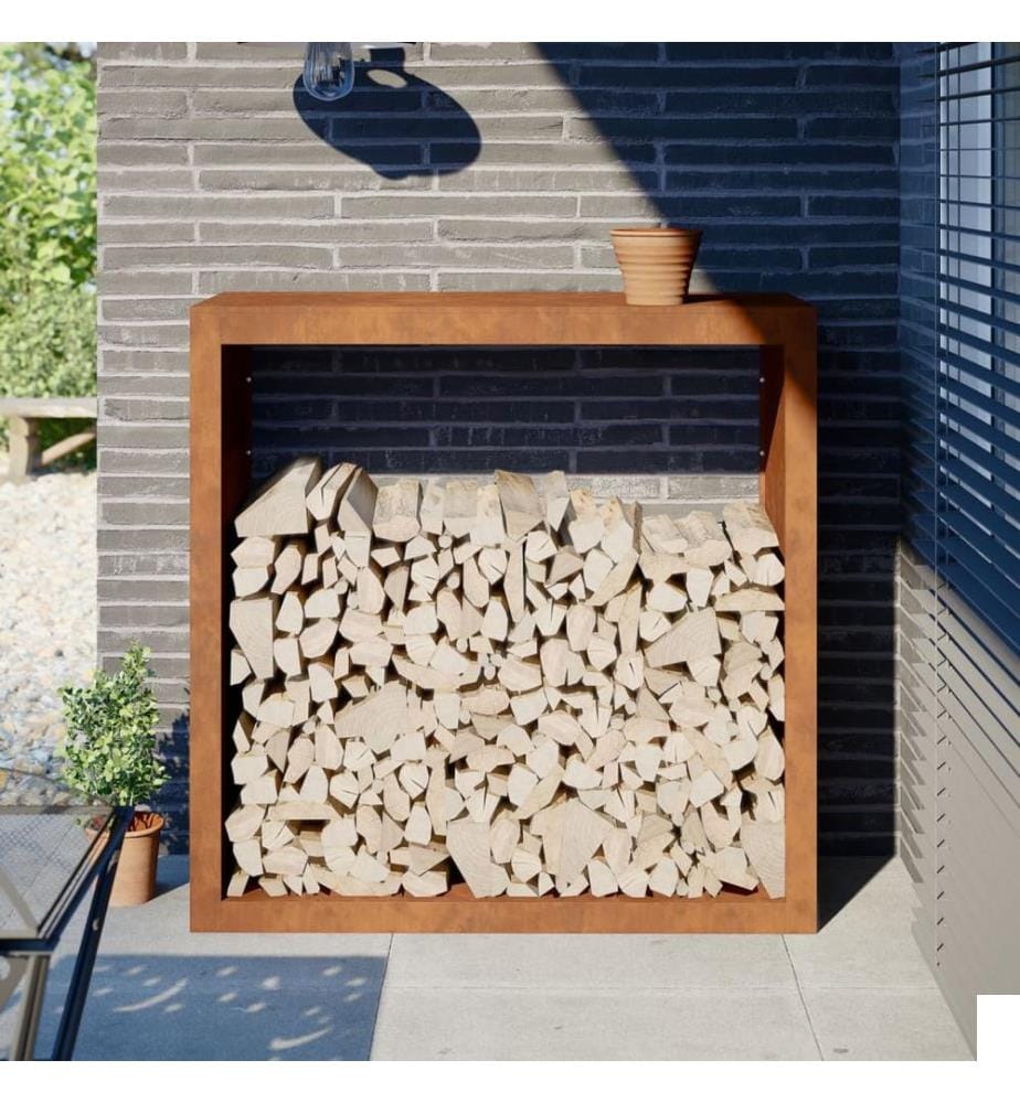 Étagère à bois 100x40x100 cm acier résistant aux intempéries