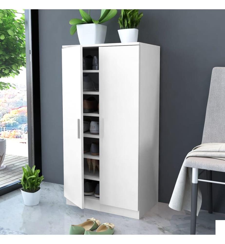 Meuble à chaussures 7 étagères blanc