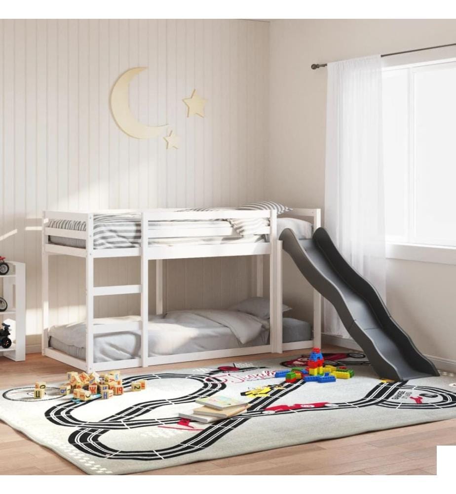 Lit superposé avec toboggan et échelle sans matelas 90x200 cm