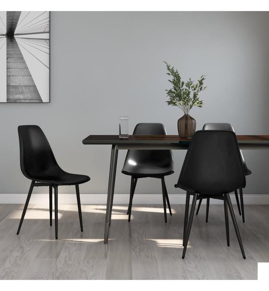 Chaises à manger lot de 4 noir PP