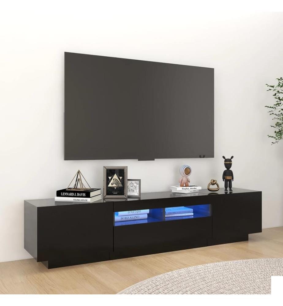 Meuble TV avec lumières LED Noir 180x35x40 cm