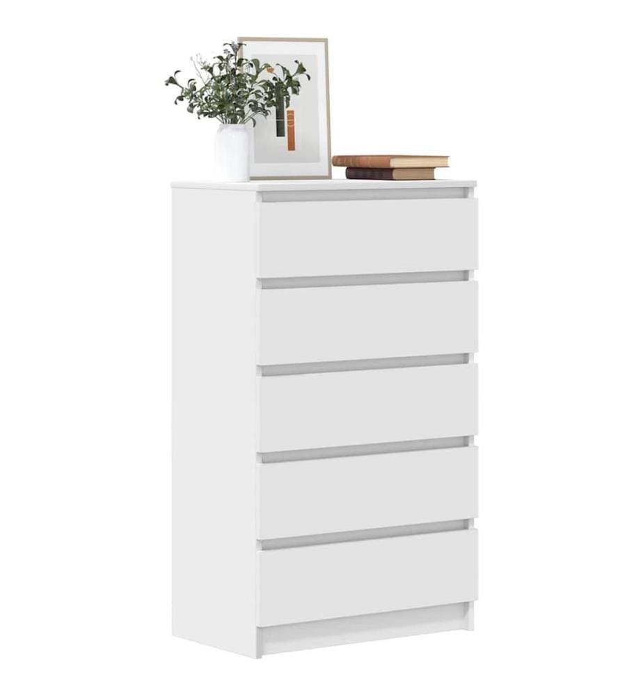 Commode Blanc 60x36x103 cm Bois d'ingénierie