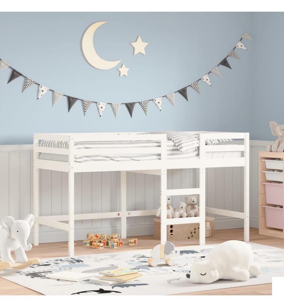 Lit mezzanine d'enfants sans matelas avec échelle 90x200 cm