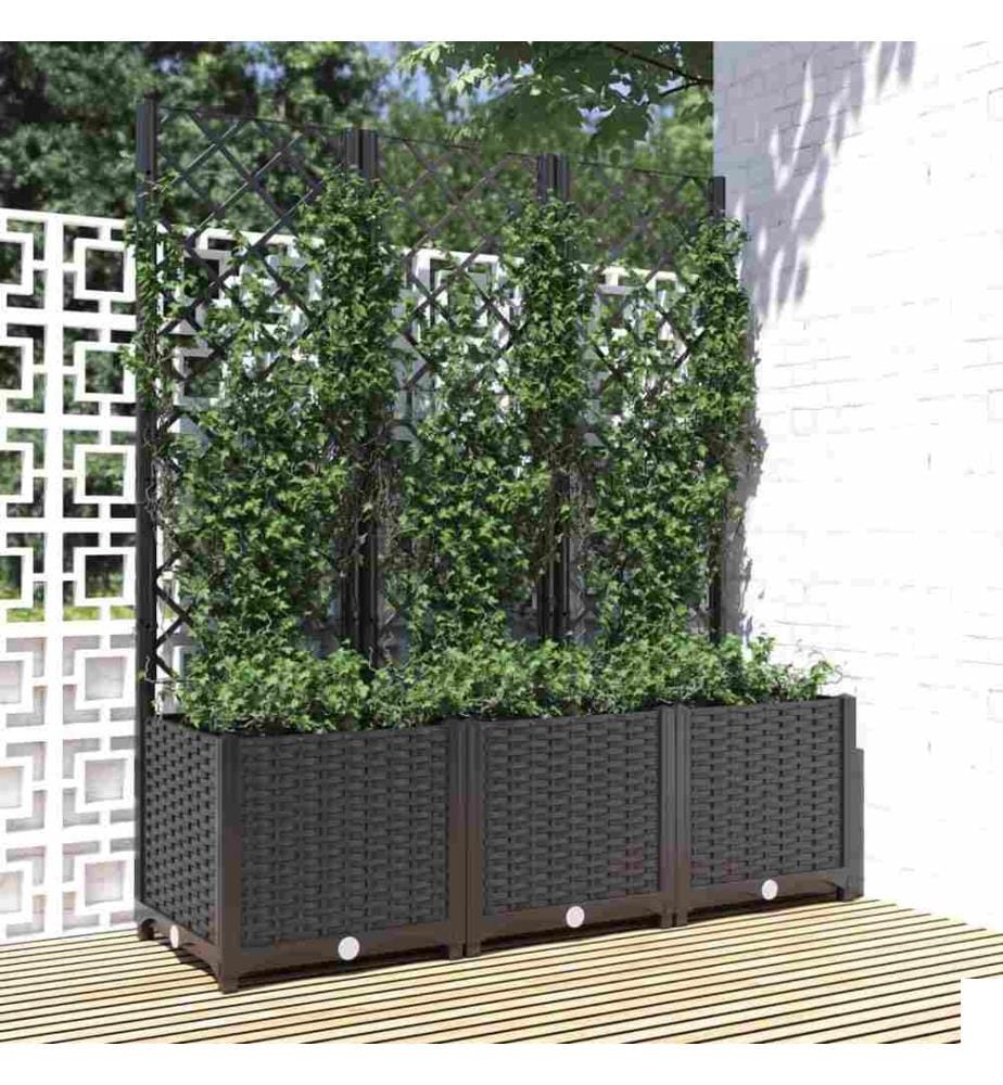 Jardinière avec treillis Noir 120x40x136 cm PP