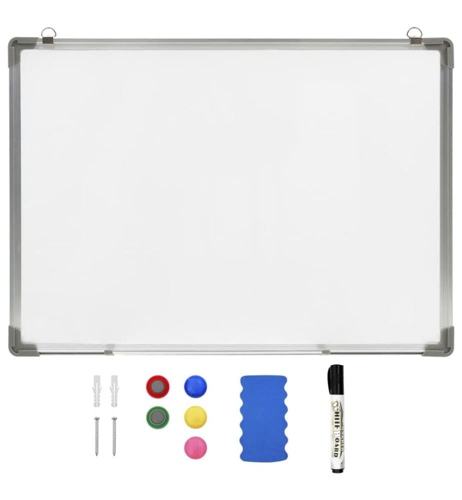 Tableau blanc magnétique effaçable à sec Blanc 90x60 cm Acier