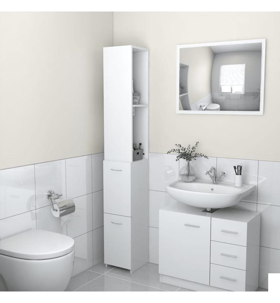 Armoire de salle de bain blanc 25x26,5x170 cm bois d'ingénierie