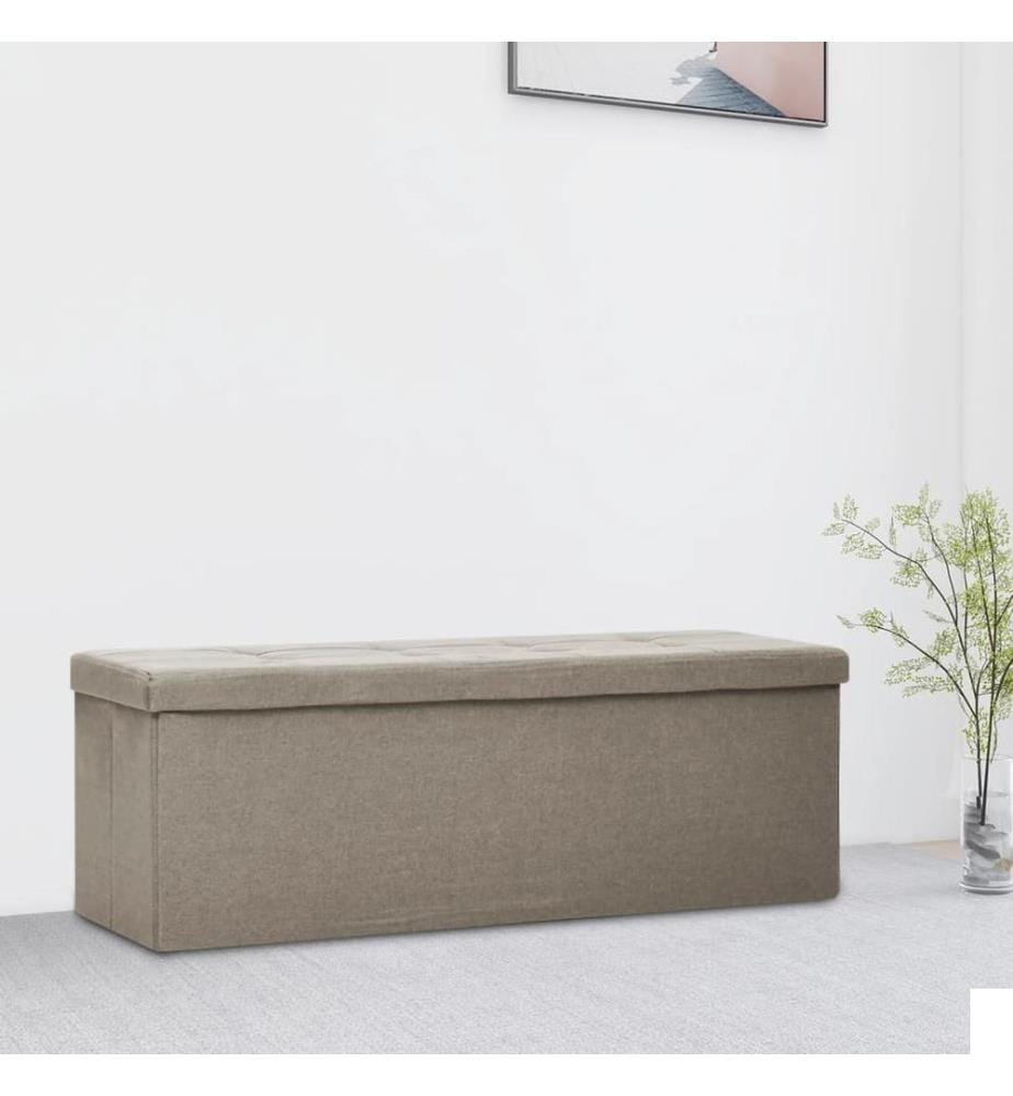 Banc de rangement pliable Taupe Faux lin
