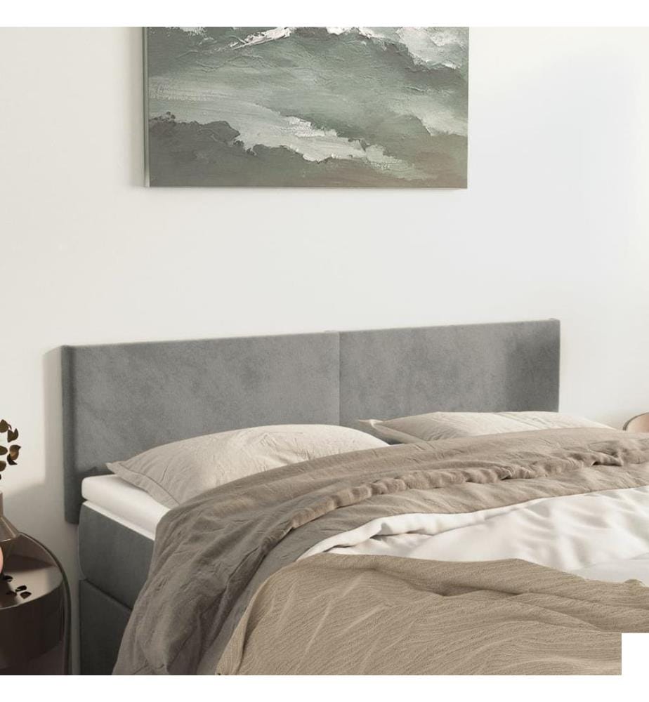 Têtes de lit 2 pcs Gris clair 72x5x78/88 cm Velours