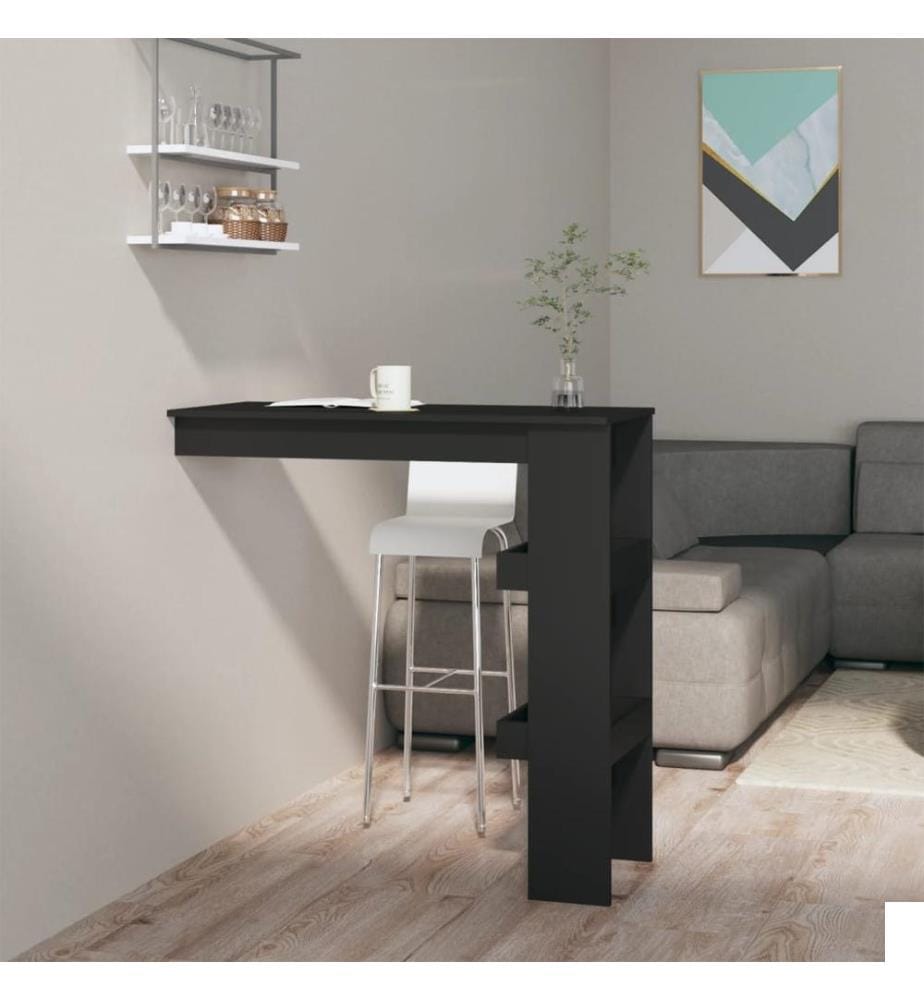 Table de bar murale Noir 102x45x103,5 cm Bois d'ingénierie