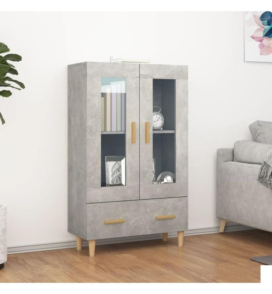 Buffet haut Gris béton 70x31x115 cm Bois d'ingénierie