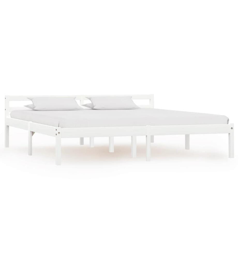 Cadre de lit sans matelas blanc bois de pin massif 160x200 cm