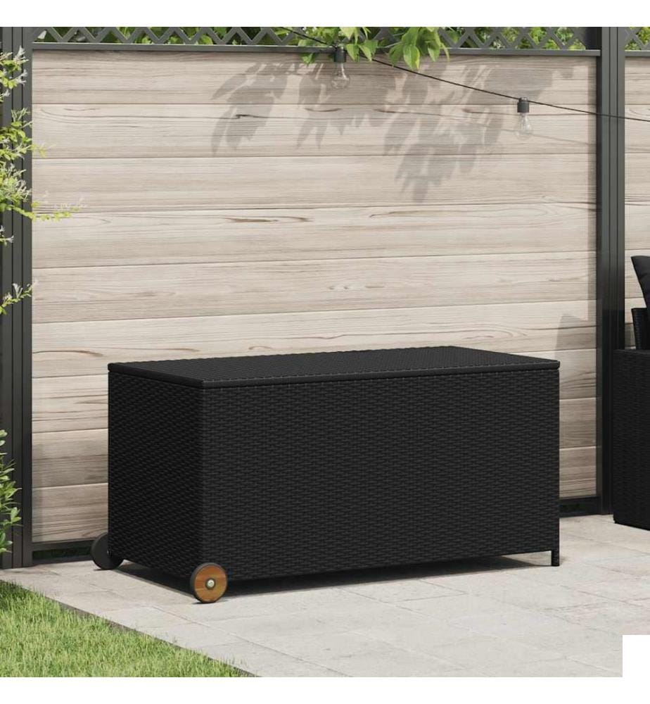 Boîte de rangement de jardin noir 120x65x61 cm résine tressée