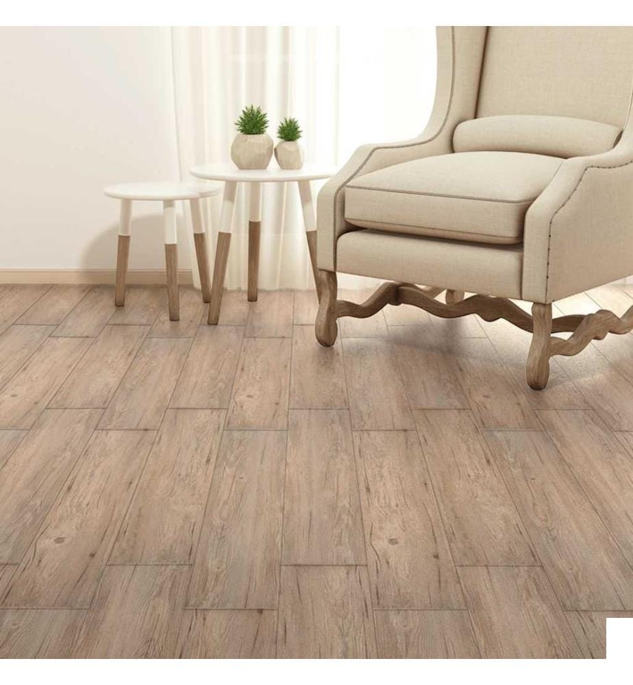 Planches de plancher PVC autoadhésif 5,21 m² 2 mm marron chêne