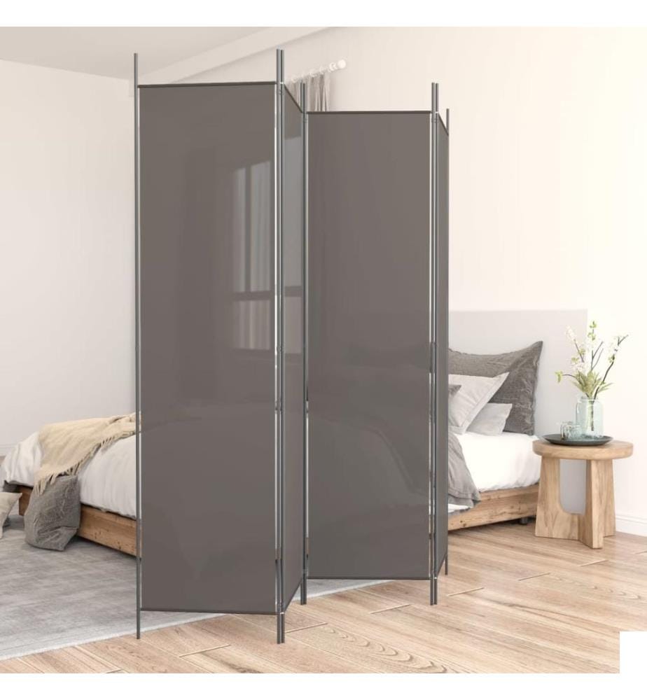 Cloison de séparation 4 panneaux Anthracite 698x180 cm Tissu