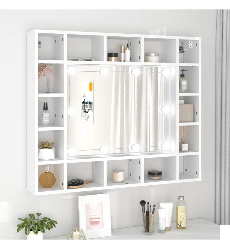 Armoire de miroir avec LED Blanc 91x15x76,5 cm