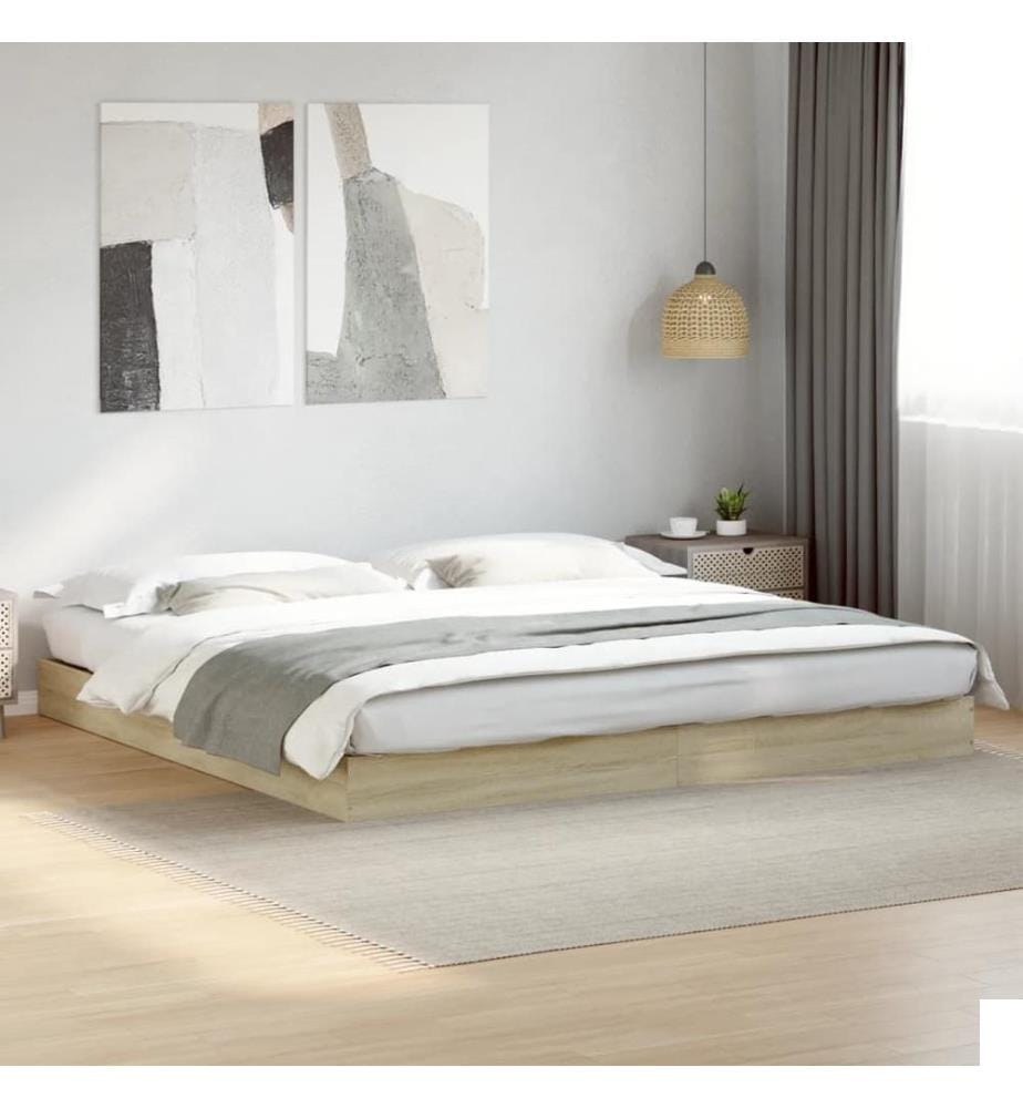 Cadre de lit sans matelas chêne sonoma 180x200 cm