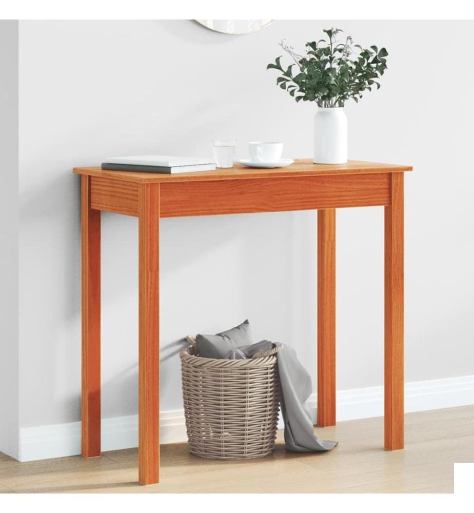 Table console marron miel 80x40x75 cm bois massif de pin