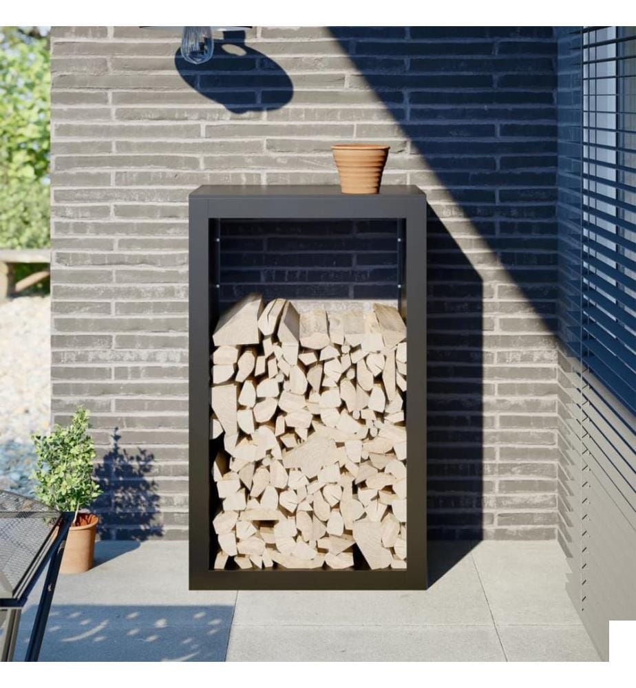 Portant de bois de chauffage noir 60x40x100 cm acier