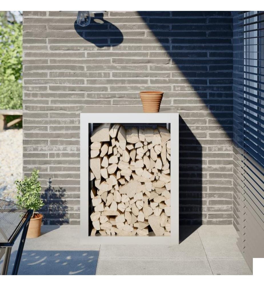 Portant de bois de chauffage blanc 60x40x80 cm acier