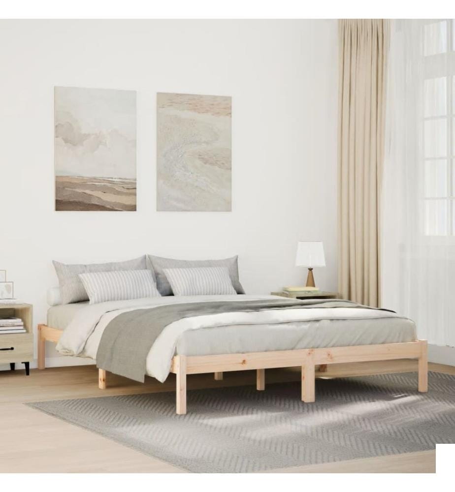 Cadre de lit extra long sans matelas 160x220 cm bois massif pin