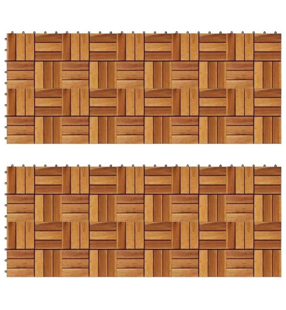 Kit tuiles de plancher en acacia 30 x 30 cm 20 pcs