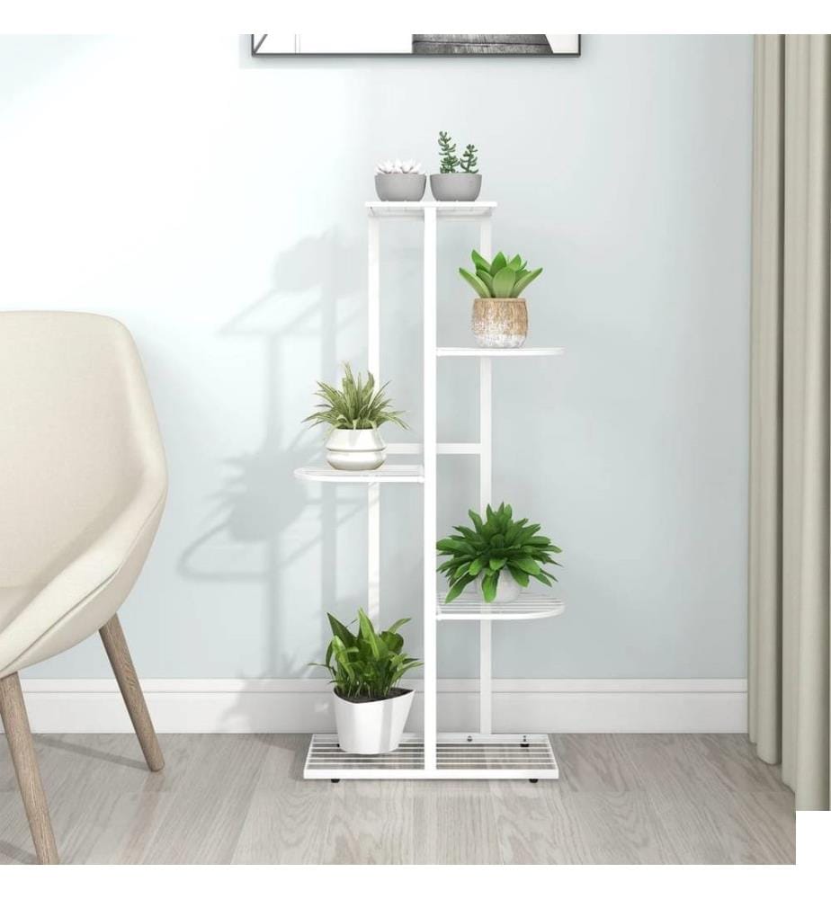 Support pour plantes 5 niveaux 43x22x98 cm Blanc Métal