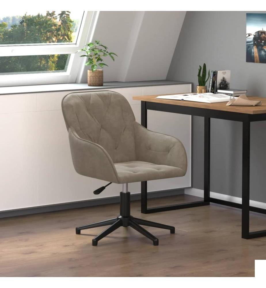 Chaise pivotante de bureau Gris clair Velours
