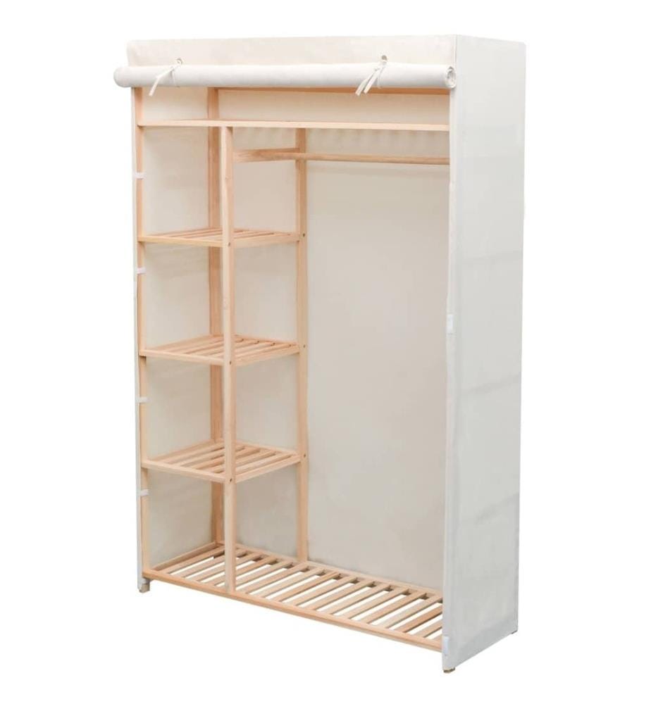 Garde-robe en tissu et bois de pin 110 x 40 x 170 cm