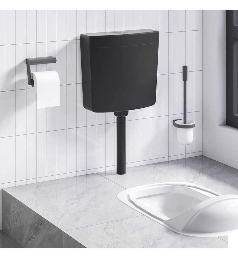 Réservoir de toilette avec entrée d'eau inférieure 3/6 L Noir