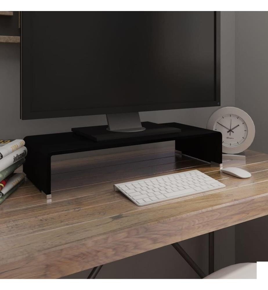 Meuble TV/support pour moniteur 60x25x11 cm verre noir
