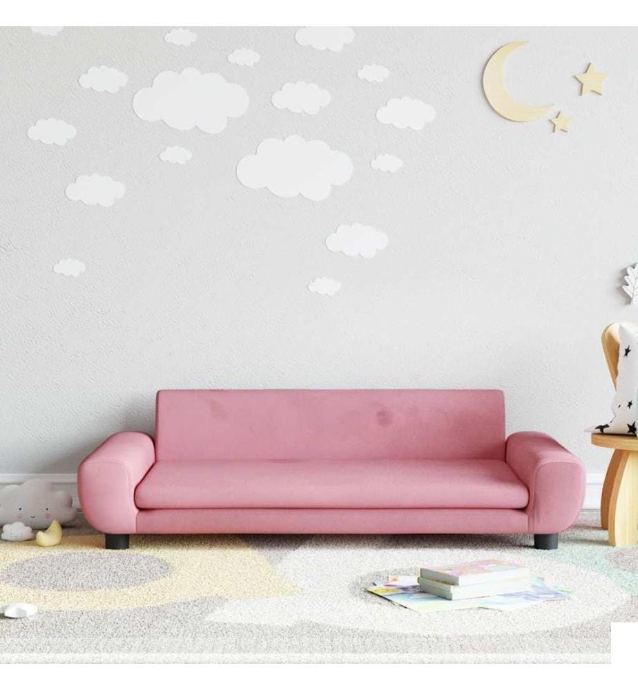 Canapé pour enfants rose 100x54x33 cm velours