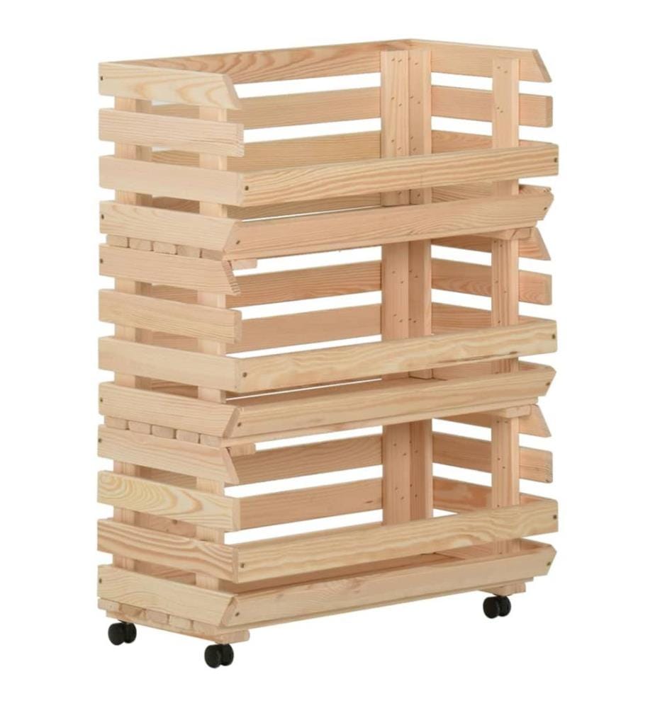 Chariot à légumes 57x30x80 cm Bois de pin solide