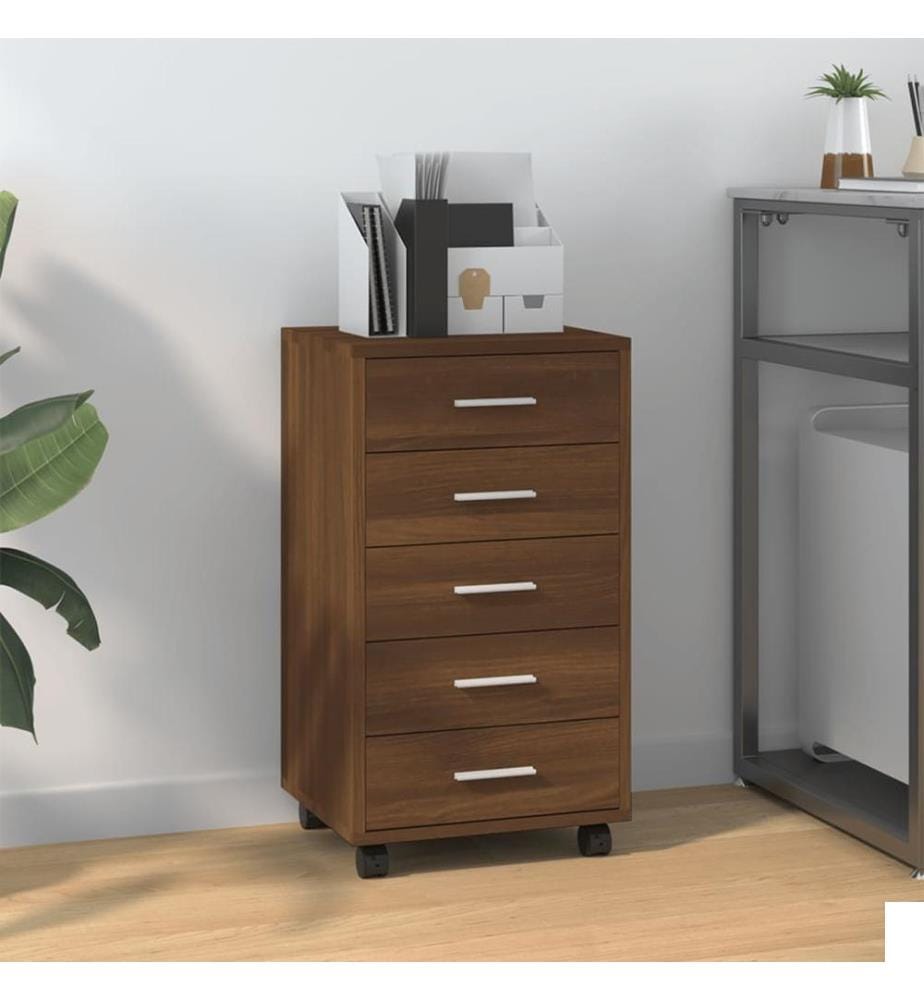 Armoire à tiroirs avec roulettes Chêne marron Bois d'ingénierie