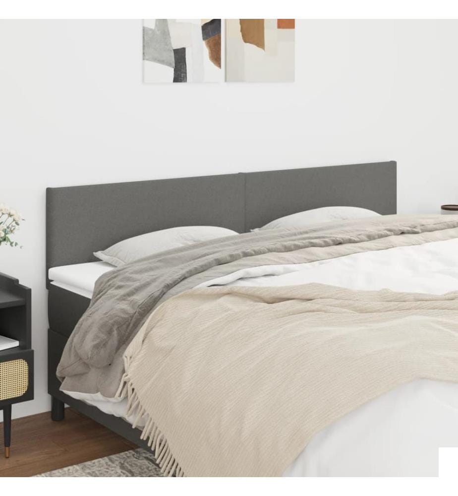 Têtes de lit 2 pcs Gris foncé 90x5x78/88 cm Tissu