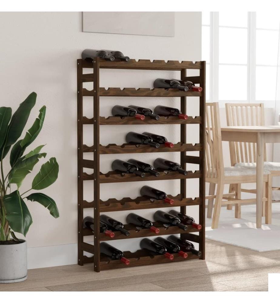 Casier à bouteilles pour 56 bouteilles marron bois pin solide