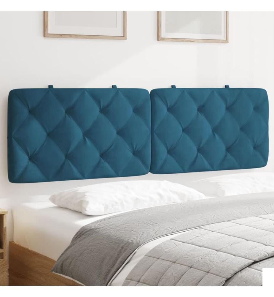 Coussin de tête de lit bleu 160 cm velours