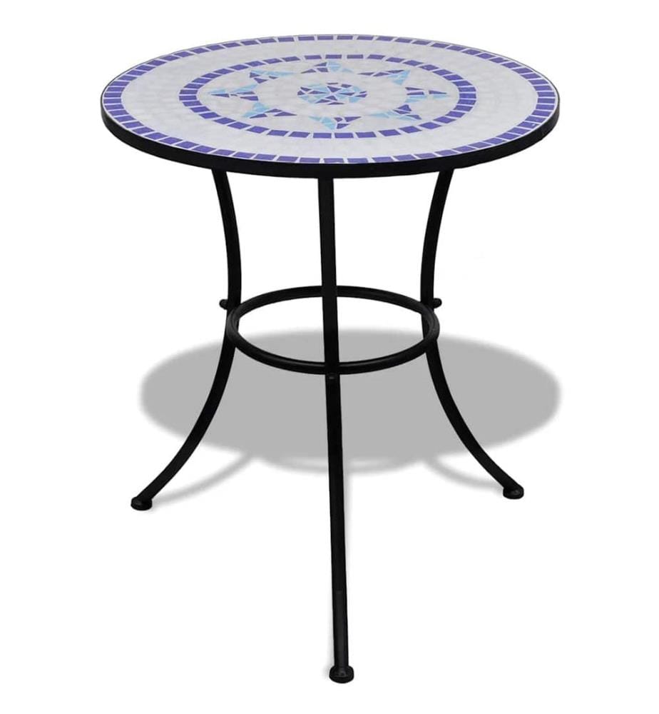 Table de bistro Bleu et blanc 60 cm Mosaïque