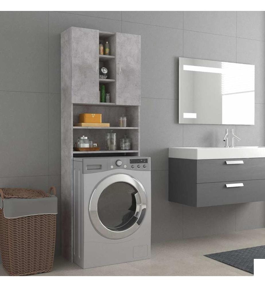 Meuble pour machine à laver Gris béton 64x25,5x190 cm