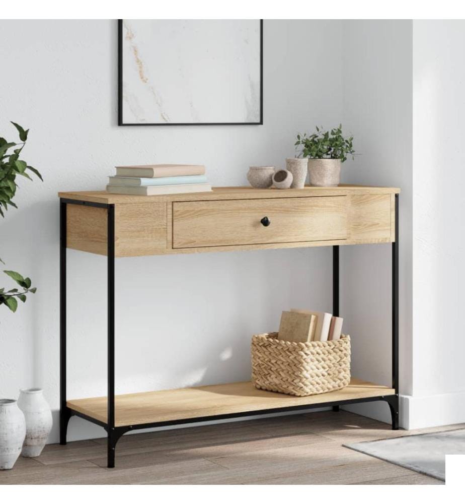 Table console chêne sonoma 100x34,5x75 cm bois d'ingénierie