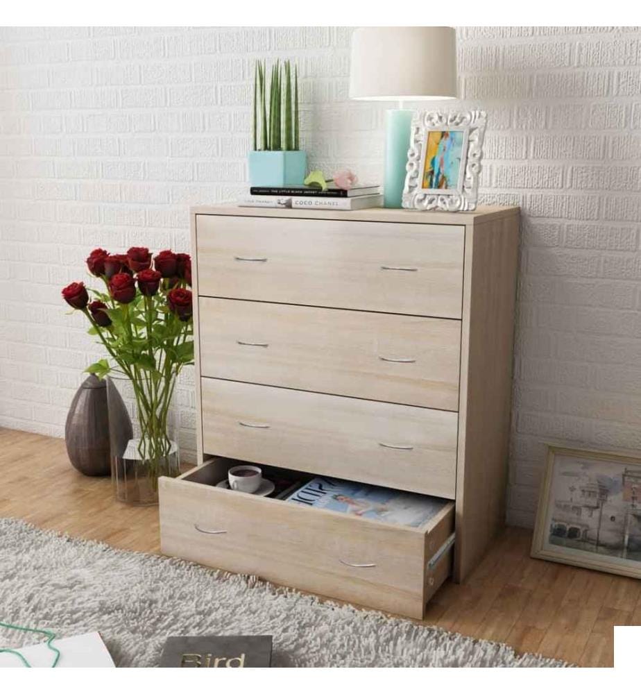 Buffet avec 4 tiroirs 60 x 30,5 x 71 cm Couleur de chêne
