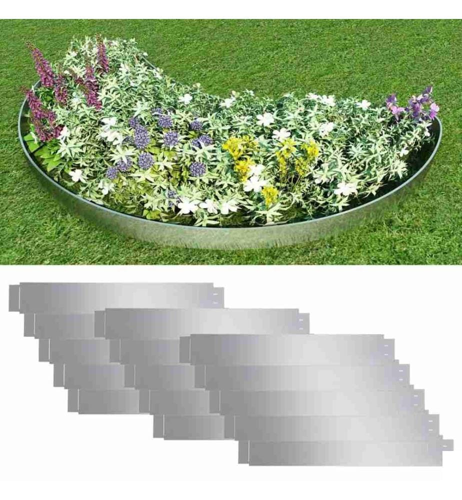 Clôture de pelouse flexible 15 pcs Acier galvanisé 100x14 cm