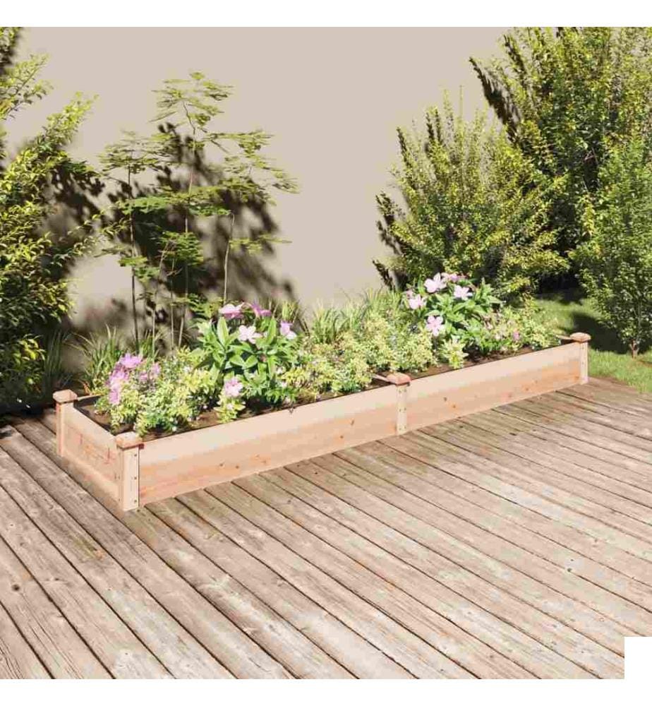 Lit surélevé de jardin doublure 240x60x25 cm bois massif sapin