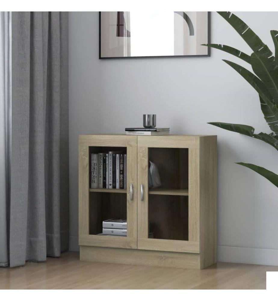 Armoire à vitrine Chêne sonoma 82,5x30,5x80 cm Aggloméré