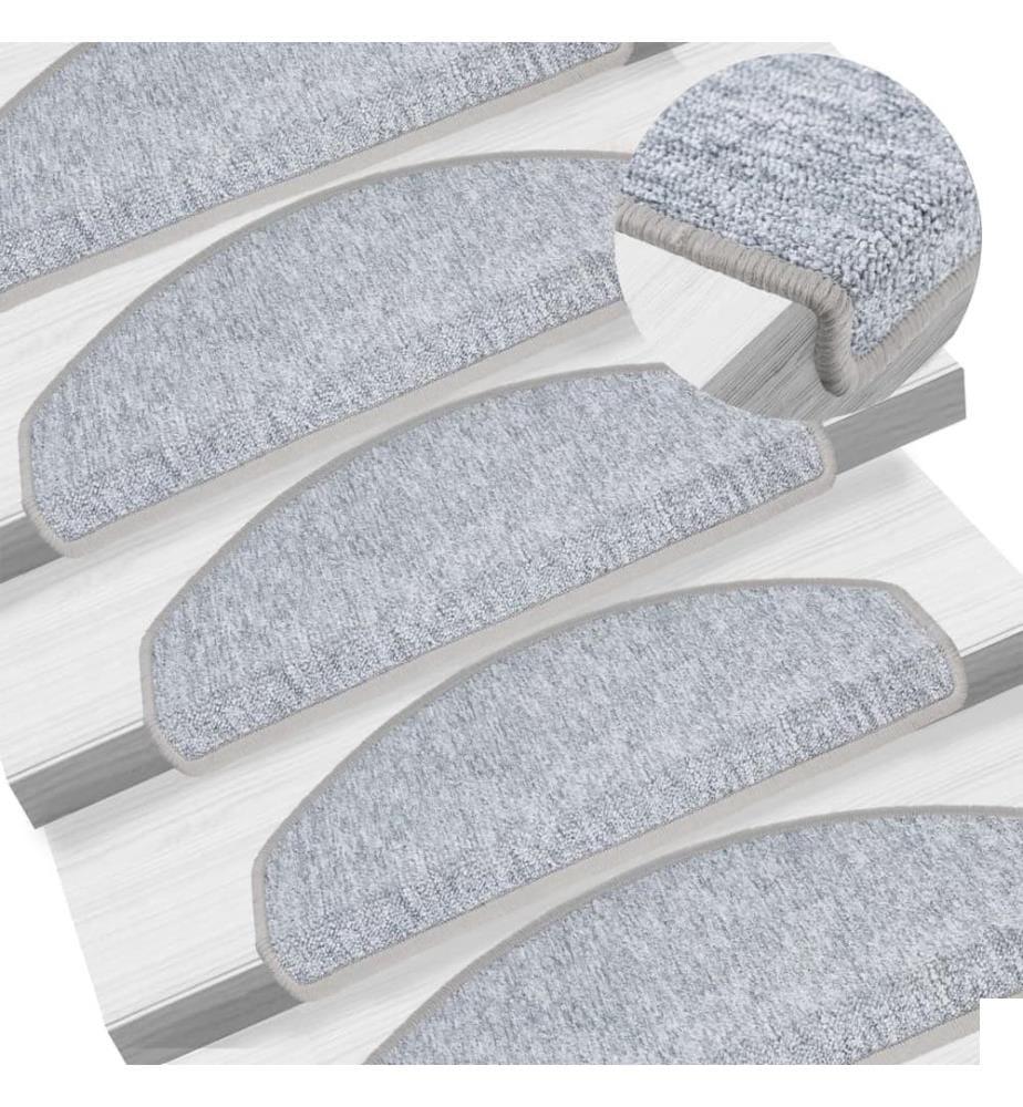 Tapis d'escalier 15 pcs Gris clair 65 x 24 x 4 cm
